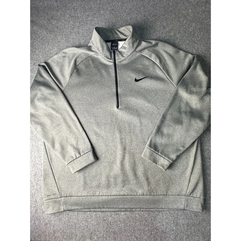 Nike Dri-FIT Mens 3XL Heather Gray Quarter Zip Pullover Fleece Top 860497-012